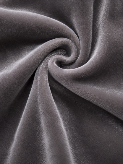 Close-up of grey velvet fabric from the Estrella Swim Selena one-piece swimsuit.